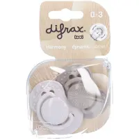 Difrax Tétine Dynamic Harmony Gris clair - Gris foncé 0-3mois 2 pc(s) Sucette(S)