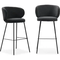 CALICOSY - Lot de 2 tabourets en tissu avec pieds en métal noir H65 cm - RUSH