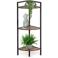 Northio Étagère d'angle en métal noir 23,5x23,5x76 cm