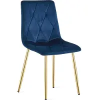 Leobert Chaise - - Libra - Velours Bleu Marine/Pieds Dorés - 45 X 54 X 86,5 Cm