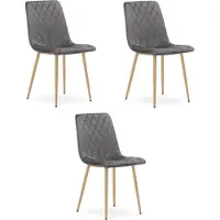 Leobert Chaise TURIN - velours gris foncé / pieds couleur bois x 3