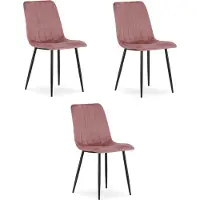 Leobert Chaise - - Lava - Velours Rose/Pieds Noirs - Lot De 3