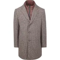 Suitable Manteau Mix Laine Pepita Camel Beige Marron taille 48