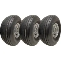 Parnells 15x6.00-6 Multi Rib Wheels Lawnmower Wheels 6ply P508 Tyre Rim 25mm Bearings (Set of 3)