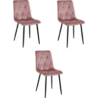 Leobert Chaise - - Libra - Velours Rose/Pieds Noirs - 44 X 54,5 X 88,5 Cm - Lot De 3