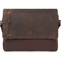 Paolo Peruzzi Sac à bandoulière pour homme Travail Tache en cuir véritable Style vintage Nouveau grand brun