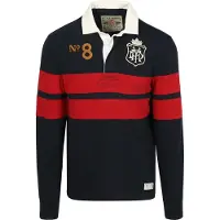 Superdry Polo de rugby Vintage à rayures bleu marine/rouge