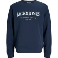 Jack & Jones Plus Sweat-shirt 'JJDevin Daytona' bleu marine / blanc