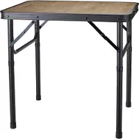 Redcliffs Table de camping - aluminium - légère - bois/noir - 60 x 45 x 56 cm - réglable/extensible/pliable