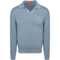 Suitable Polo Maille Manches Longues Riva Poche Bleu Clair