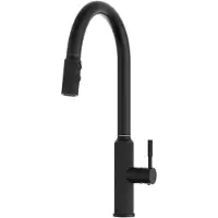 Granitan | Robinet de cuisine - haut - arc - noir - Robinet cuisine - avec tirage vers le bas douchette - avec bec flexible - LUNA