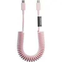 Native Union , câble spiralé USB-C vers USB-C 60 W, 1,2 m, série POP, recharge rapide, rose