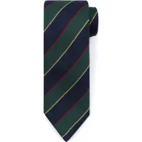 Suitable Cravate Soie Foncé Triple Stripe Vert Vert foncé Bleu foncé Bleu