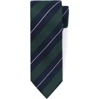 Suitable Cravate Soie Foncé Triple Stripe Bleu Bleu foncé Vert Blanc Vert foncé
