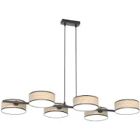 Emibig Suspension DRUMZ noir et marron, 6 x E14 x 15 W, tissu, dimensions : 120 x 100 x 46 cm, IP20,