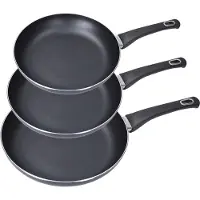 EDM Set 3 Poêles Anti-adhérentes Basic Line Cuisson Facile, Nettoyage Rapide, Polyvalence -