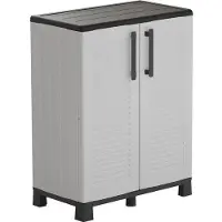 Artplast Armoire de rangement 2 portes Gris 68x37x90cm - Meuble de rangement Garage Maison Terrasse