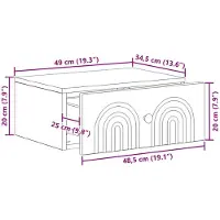 vidaXL Cabinet de chevet mural Gris béton 49 x 34,5 x 20 cm
