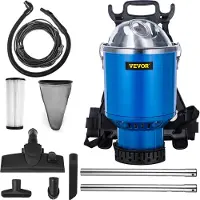 Vevor Aspirateur Dorsal Professionnel 1000W Aspirateur Sac à Dos 4L Aspirateur 5 en 1 Silencieux Filtre HEPA Câble Électrique 18m 6,1kg Manche Télescopique pour Usage Commercial Domestique 33x33x58cm