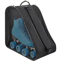 Unyqoos Sac pour patins à glace et patins à roulettes : tissu Oxford résistant, bandoulière réglable, 3 compartiments spacieux et poches en filet respirantes, pliable
