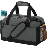 Unyqoos Sac de sport gris foncé – Sac de voyage avec compartiment étanche, en polyester 600D, avec bandoulière rembourrée, poches latérales en mesh, idéal pour le sport et les voyages