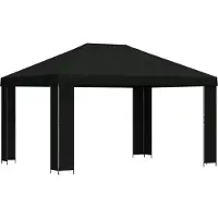 vidaXL Tente de jardin 4 x 3 m, polyester noir et acier, 190 g/m²