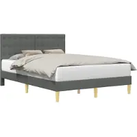 vidaXL Cadre de lit avec tête de lit gris foncé 140 x 190 cm Tissu