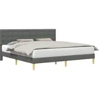 vidaXL Cadre de lit avec tête de lit gris foncé 200 x 200 cm Tissu