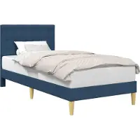 vidaXL Cadre de lit avec tête de lit Bleu 100 x 200 cm Tissu
