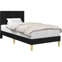 vidaXL Cadre de lit avec tête de lit noir 90 x 200 cm Tissu