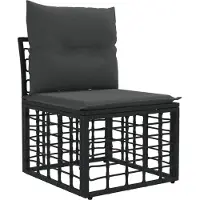 vidaXL Canapé d'extérieur modulaire sans accoudoirs, en polyrotin noir