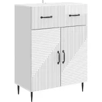 vidaXL Buffet blanc brillant 66 x 34,5 x 89,5 cm en aggloméré