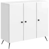 vidaXL Buffet blanc brillant 89 x 34,5 x 80 cm en aggloméré