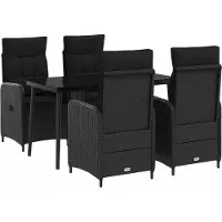 vidaXL Ensemble de table basse avec coussins , 5 pièces, noir