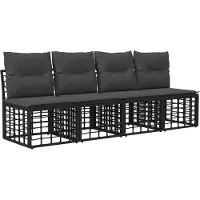 vidaXL Canapé de jardin 4 places sans accoudoirs, 4 pièces, 4 places, noir