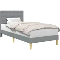 vidaXL Cadre de lit avec tête de lit gris clair 100 x 200 cm Tissu