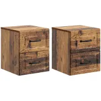 vidaXL Cabinet de chevet mural 2 pcs Bois ancien 34,5 x 33 x 40 cm