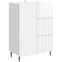 vidaXL Buffet blanc brillant 66 x 34,5 x 91,5 cm en aggloméré