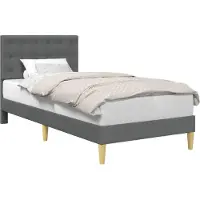 vidaXL Cadre de lit avec tête de lit gris foncé 90 x 190 cm Tissu