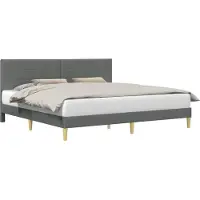 vidaXL Cadre de lit avec tête de lit gris foncé 180 x 200 cm Tissu