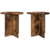 vidaXL Table d'appoint 2 pcs Chêne fumé Ø 39 x 38 cm Bois d'ingénierie