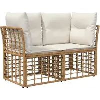 vidaXL Ensemble de canapés d'extérieur , 11 pièces, couleur naturelle et blanc crème, en polyester