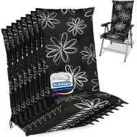 Beautissu Lot de 8 dossiers hauts pour chaise de jardin Flores, 120x50x6cm, noir