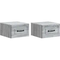 vidaXL Cabinet de chevet mural 2 pcs Sonoma gris 34,5 x 33 x 20 cm