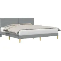 vidaXL Cadre de lit avec tête de lit gris clair 180 x 200 cm Tissu