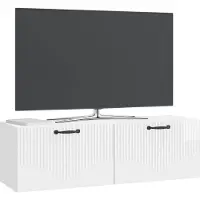 vidaXL Meuble TV mural , blanc brillant, 98 x 31 x 30 cm
