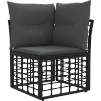 vidaXL Ensemble de canapés d'extérieur avec coussins, 9 pièces, polyester noir