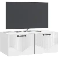 vidaXL Meuble TV mural , blanc brillant, 78,5 x 41 x 30 cm