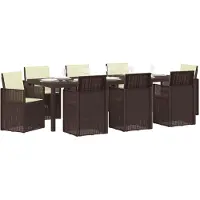 vidaXL Ensemble de jardin pour repas, 9 pièces, marron et crème, en polypropylène