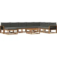 vidaXL Ensemble de canapés d'extérieur avec coussins 9 pièces Nature et Anthracite